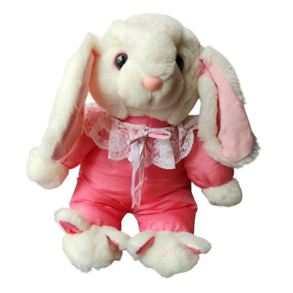 Vintage Main Joy Limited Plush Rabbit Pink Satin & Lace In Bunny Slippers Easter